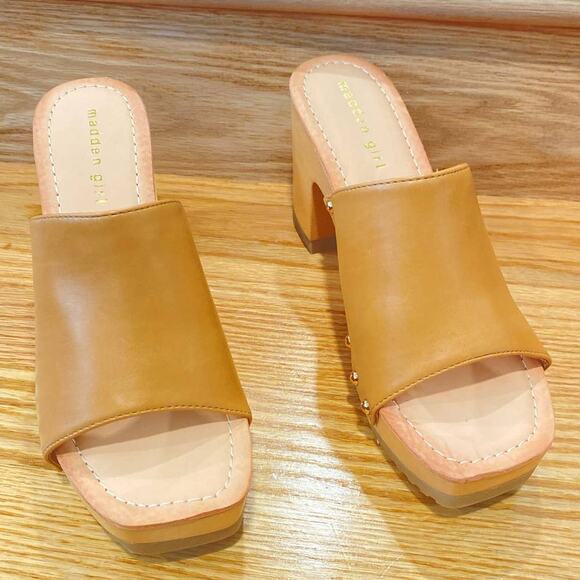 NWOT/B Madden Girl Tan Camerron Platforms Clogs Open Toes Sandal heels 7.5us - Picture 7 of 8